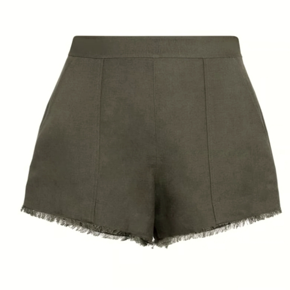 Jonathan Simkhai Dax Fringe Trim Shorts Army Green NWT Medium